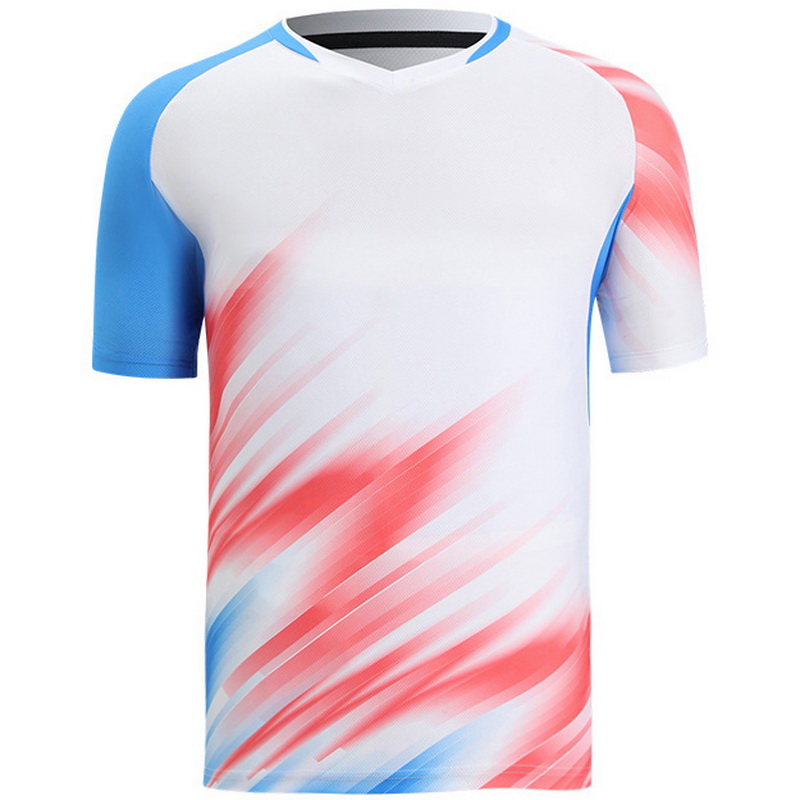 White/Pink Sports V-Neck Jersey Away Men's Soccer Shirt