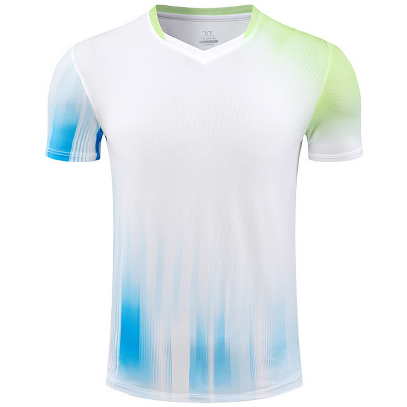 White/Blue Fashion V-Neck Shirt Away Men's Soccer Jersey
