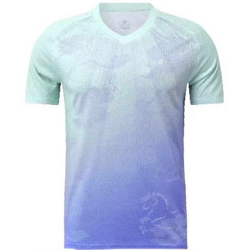 Green/Blue Summer V-Neck Shirt Home Men's Soccer Jersey