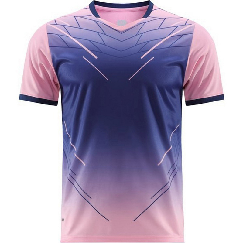 Blue/Pink Fashion V-Neck Shirt Third Men's Soccer Jersey